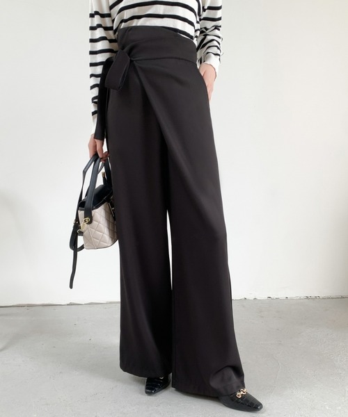 ABITOKYO（アビトーキョー）の「サイドリボンラップ風ワイドパンツ（その他パンツ・レディース・モカ/ベージュ/ブラック・M/L）」の12枚目の写真