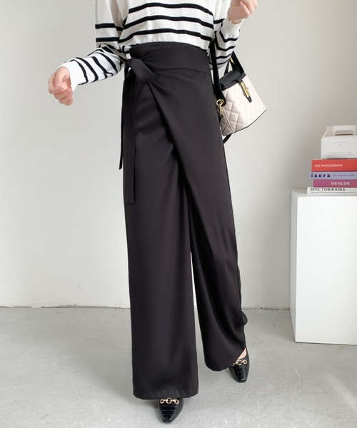 ABITOKYO（アビトーキョー）の「サイドリボンラップ風ワイドパンツ（その他パンツ・レディース・モカ/ベージュ/ブラック・M/L）」の13枚目の写真