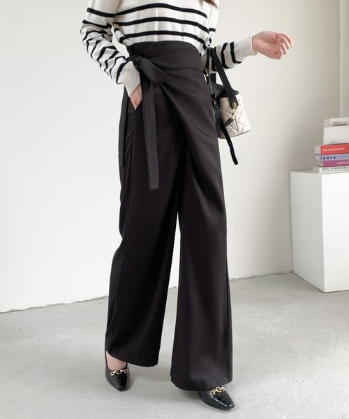 ABITOKYO（アビトーキョー）の「サイドリボンラップ風ワイドパンツ（その他パンツ・レディース・モカ/ベージュ/ブラック・M/L）」の14枚目の写真