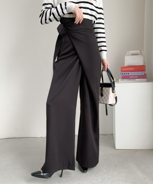 ABITOKYO（アビトーキョー）の「サイドリボンラップ風ワイドパンツ（その他パンツ・レディース・モカ/ベージュ/ブラック・M/L）」の15枚目の写真