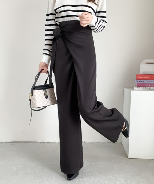 ABITOKYO（アビトーキョー）の「サイドリボンラップ風ワイドパンツ（その他パンツ・レディース・モカ/ベージュ/ブラック・M/L）」の16枚目の写真