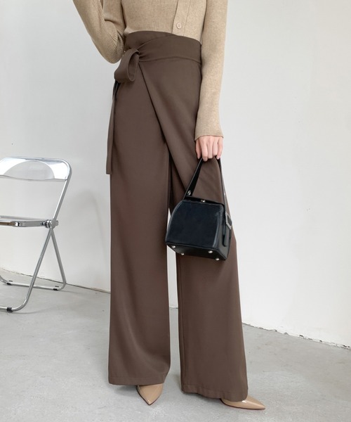 ABITOKYO（アビトーキョー）の「サイドリボンラップ風ワイドパンツ（その他パンツ・レディース・モカ/ベージュ/ブラック・M/L）」の18枚目の写真