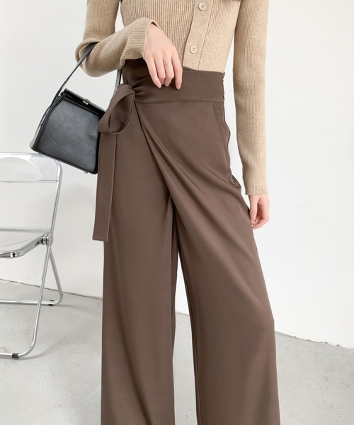 ABITOKYO（アビトーキョー）の「サイドリボンラップ風ワイドパンツ（その他パンツ・レディース・モカ/ベージュ/ブラック・M/L）」の22枚目の写真