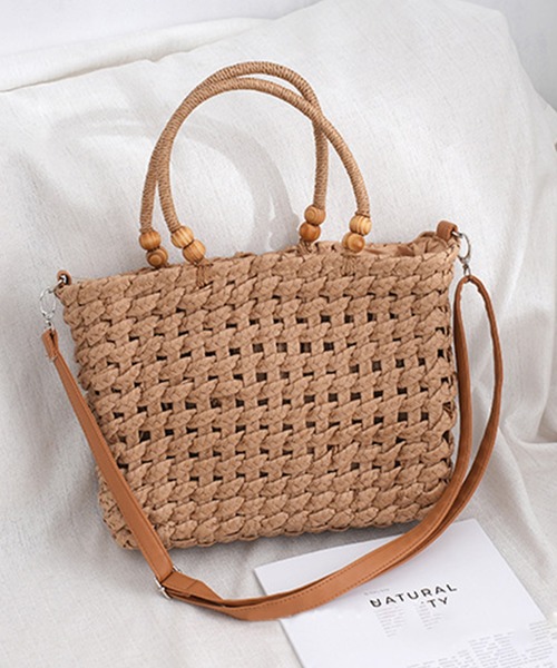 aimoha(アイモハ)の「シンプル 2WAYかごバッグ(かごバッグ・レディース・オフホワイト/ベージュ・FREE)」の9枚目の写真