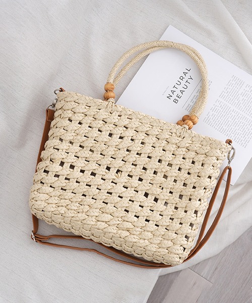 aimoha(アイモハ)の「シンプル 2WAYかごバッグ(かごバッグ・レディース・オフホワイト/ベージュ・FREE)」の10枚目の写真