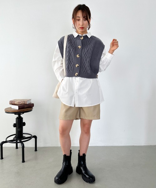 アトリエgg⭐︎ニットジレ⭐︎ベスト⭐︎１ハーフ⭐︎グレー アトリエgg⭐︎ニットジレ⭐︎ベスト⭐︎1ハーフ⭐︎グレー