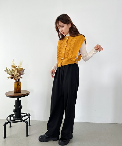 コレレ（ベスト判） バックVネックメランジニットベスト［C6370］[品番：KO000012706