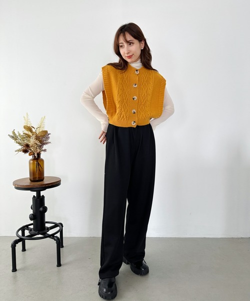 セール】ケーブル編みオーバーサイズニットベスト（ベスト）｜CLEA