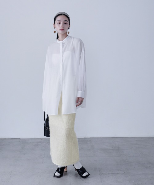 Fashion Letter(ファッションレター)の「シャギーニット タイトロングスカート(スカート・レディース・ブラック/アイボリー・M)」の5枚目の写真
