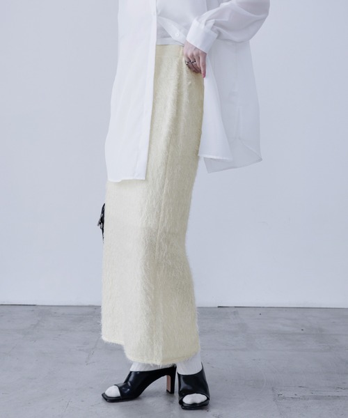 Fashion Letter(ファッションレター)の「シャギーニット タイトロングスカート(スカート・レディース・ブラック/アイボリー・M)」の10枚目の写真