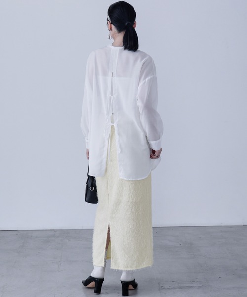 Fashion Letter(ファッションレター)の「シャギーニット タイトロングスカート(スカート・レディース・ブラック/アイボリー・M)」の11枚目の写真