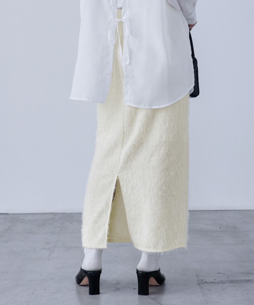 Fashion Letter(ファッションレター)の「シャギーニット タイトロングスカート(スカート・レディース・ブラック/アイボリー・M)」の12枚目の写真