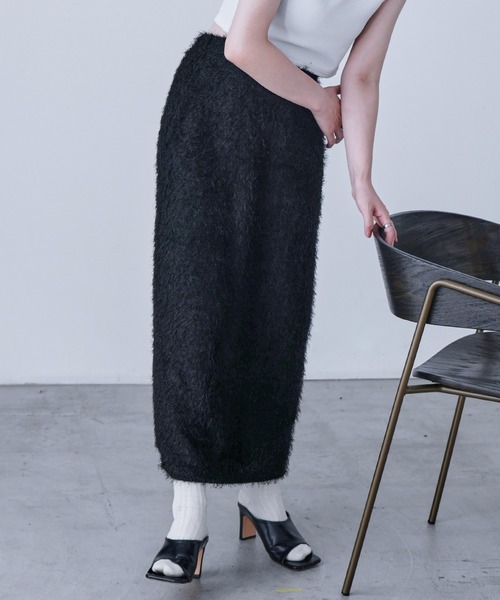 Fashion Letter(ファッションレター)の「シャギーニット タイトロングスカート(スカート・レディース・ブラック/アイボリー・M)」の13枚目の写真