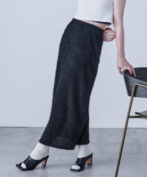 Fashion Letter(ファッションレター)の「シャギーニット タイトロングスカート(スカート・レディース・ブラック/アイボリー・M)」の15枚目の写真