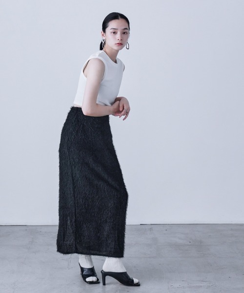 Fashion Letter(ファッションレター)の「シャギーニット タイトロングスカート(スカート・レディース・ブラック/アイボリー・M)」の16枚目の写真