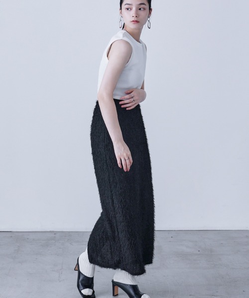 Fashion Letter(ファッションレター)の「シャギーニット タイトロングスカート(スカート・レディース・ブラック/アイボリー・M)」の18枚目の写真