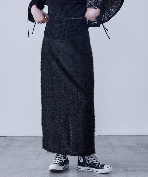 Fashion Letter(ファッションレター)の「シャギーニット タイトロングスカート(スカート・レディース・ブラック/アイボリー・M)」の21枚目の写真