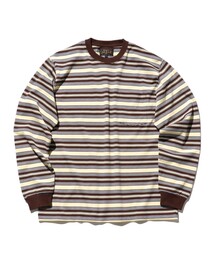 BEAMS PLUS | BEAMS PLUS / マルチ ホリゾンタル ストライプ ロングスリーブ ポケット Tシャツ(Tシャツ/カットソー)