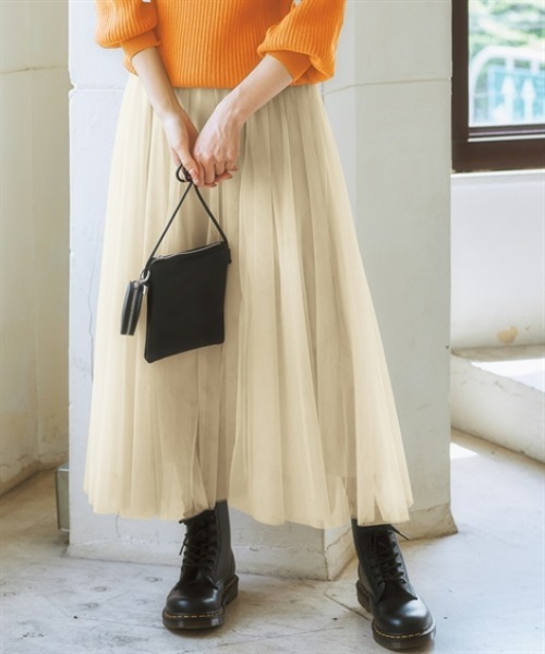 nissen（ニッセン）の「６枚ハギドラマティックチュールマキシ丈スカート（スカート・レディース・ライトベージュ/ライトグレー/ブラック/カーキ/サックスブルー系・L/M/S/LL）」の3枚目の写真