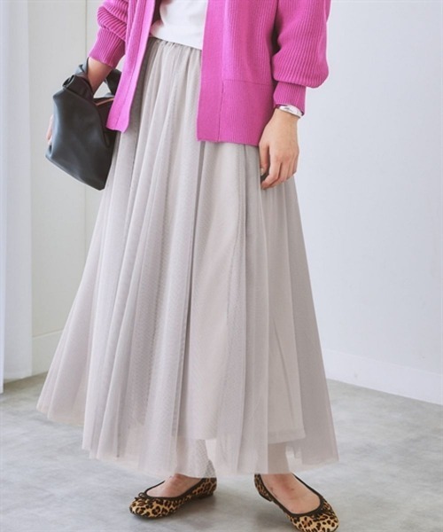 nissen（ニッセン）の「６枚ハギドラマティックチュールマキシ丈スカート（スカート・レディース・ライトベージュ/ライトグレー/ブラック/カーキ/サックスブルー系・L/M/S/LL）」の2枚目の写真