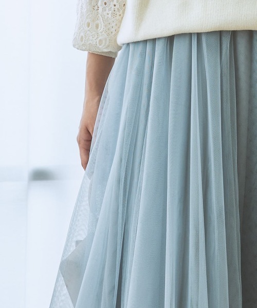 nissen（ニッセン）の「６枚ハギドラマティックチュールマキシ丈スカート（スカート・レディース・ライトベージュ/ライトグレー/ブラック/カーキ/サックスブルー系・L/M/S/LL）」の16枚目の写真