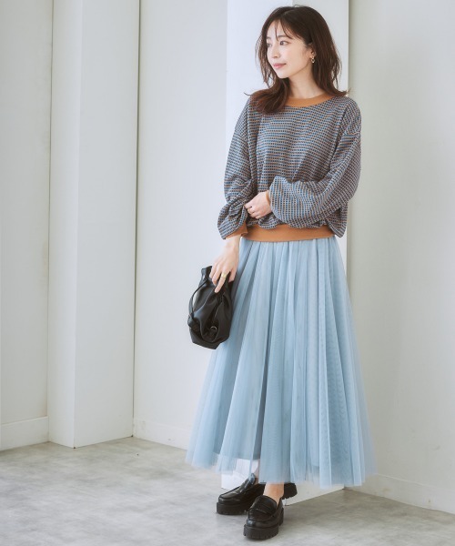 nissen（ニッセン）の「６枚ハギドラマティックチュールマキシ丈スカート（スカート・レディース・ライトベージュ/ライトグレー/ブラック/カーキ/サックスブルー系・L/M/S/LL）」の20枚目の写真