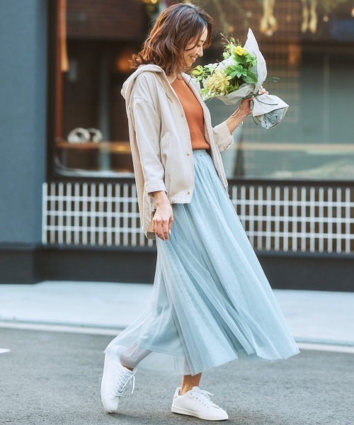 nissen（ニッセン）の「６枚ハギドラマティックチュールマキシ丈スカート（スカート・レディース・ライトベージュ/ライトグレー/ブラック/カーキ/サックスブルー系・L/M/S/LL）」の21枚目の写真