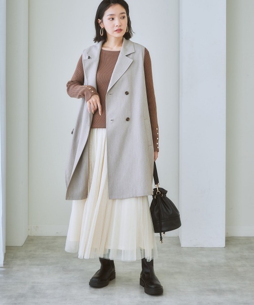 nissen（ニッセン）の「６枚ハギドラマティックチュールマキシ丈スカート（スカート・レディース・ライトベージュ/ライトグレー/ブラック/カーキ/サックスブルー系・L/M/S/LL）」の12枚目の写真