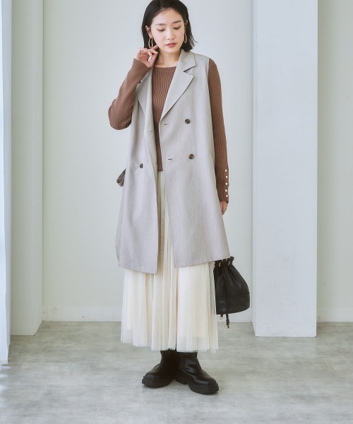 nissen（ニッセン）の「６枚ハギドラマティックチュールマキシ丈スカート（スカート・レディース・ライトベージュ/ライトグレー/ブラック/カーキ/サックスブルー系・L/M/S/LL）」の13枚目の写真