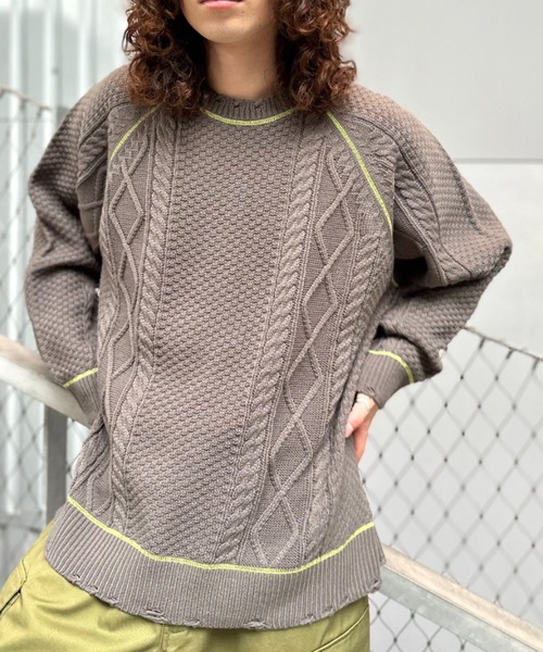 CIAOPANIC(チャオパニック)の「ステッチ入りダメージケーブルニット(ニット/セーター・レディース・ブラック/グレー/ブルー/ホワイト・L/M)」の20枚目の写真