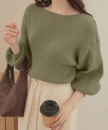 パフスリーブリブニット