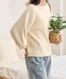 パフスリーブリブニット