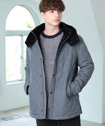 BEAMS HEART / フーディー スタンドカラー キルト コート