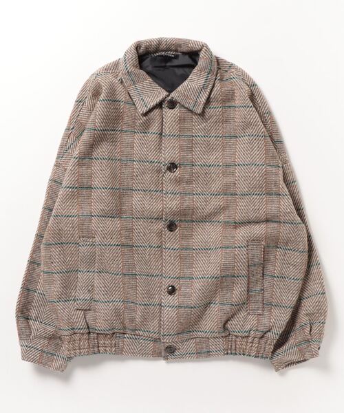 SUGGESTION(サジェッション)の「SUGGESTION ツイードBIGジャケット(ブルゾン・メンズ・ベージュ/ネイビー・M/L)」の5枚目の写真