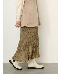 ドット花柄プリーツスカート