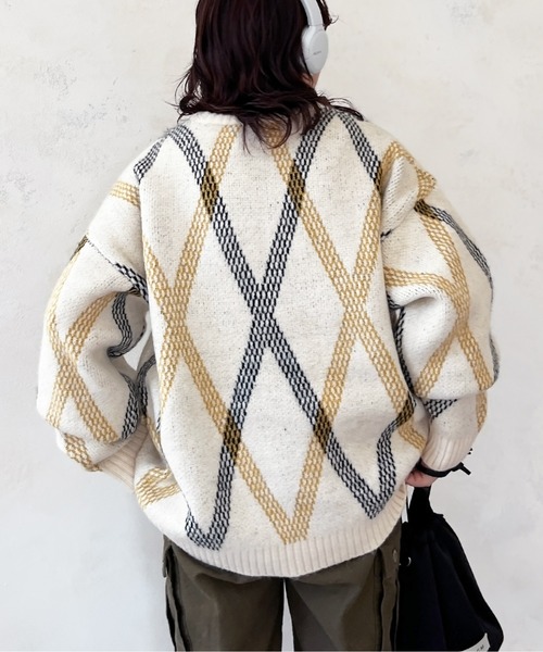 CPCM（シーピーシーエム）の「アソート総柄ニットプルオーバー（ニット/セーター・メンズ・アイボリー/ネイビー/ブラック/ベージュ・MEDIUM/LARGE）」の15枚目の写真