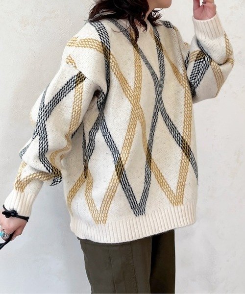 CPCM（シーピーシーエム）の「アソート総柄ニットプルオーバー（ニット/セーター・メンズ・アイボリー/ネイビー/ブラック/ベージュ・MEDIUM/LARGE）」の14枚目の写真