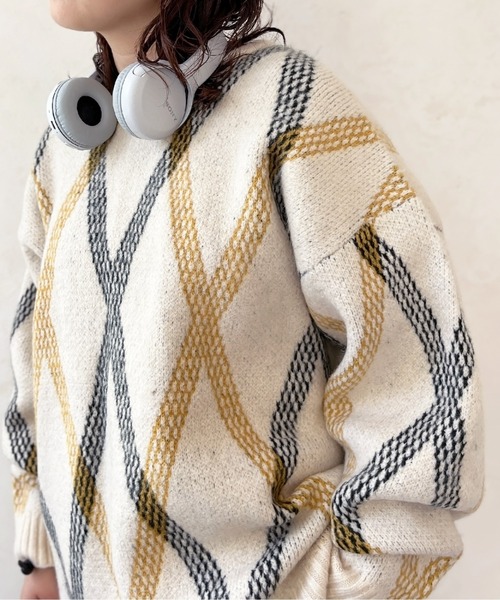 CPCM（シーピーシーエム）の「アソート総柄ニットプルオーバー（ニット/セーター・メンズ・アイボリー/ネイビー/ブラック/ベージュ・MEDIUM/LARGE）」の11枚目の写真