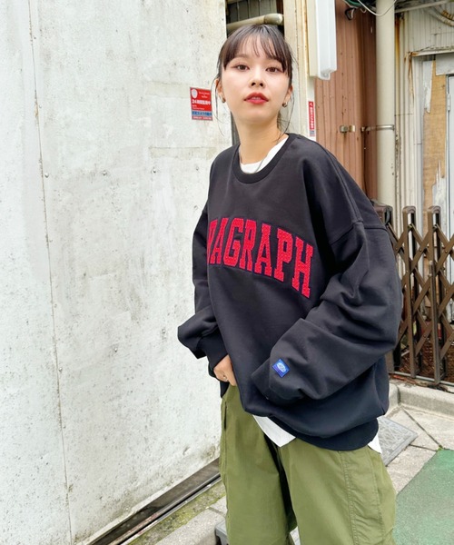 Paragraph(パラグラフ)の「Paragraph(パラグラフ)/GRID STITCH LOGO CREW/グリッド ステッチ ロゴ 刺繍 クルーネック スウェット トレーナー(スウェット・レディース・ブラック/グレー/グリーン/ネイビー・FREE)」の16枚目の写真