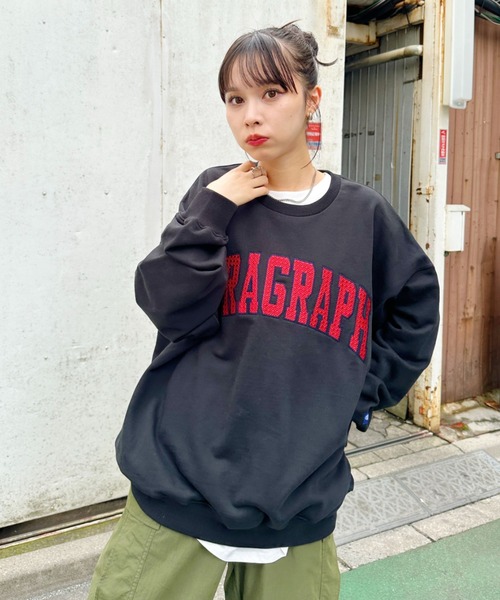Paragraph(パラグラフ)の「Paragraph(パラグラフ)/GRID STITCH LOGO CREW/グリッド ステッチ ロゴ 刺繍 クルーネック スウェット トレーナー(スウェット・レディース・ブラック/グレー/グリーン/ネイビー・FREE)」の5枚目の写真