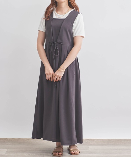 mil(ミル)の「【150㎝前後の小柄さんサイズ】ウエストタックリボンワンピース【2WAY】(ワンピース・レディース・ブラウン/ベージュ/チャコールグレー/ブラック/ベージュ系その他・XS/M/S)」の3枚目の写真