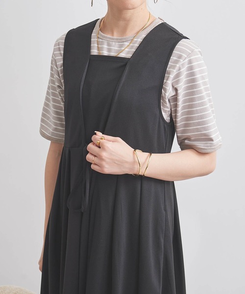 mil(ミル)の「【150㎝前後の小柄さんサイズ】ウエストタックリボンワンピース【2WAY】(ワンピース・レディース・ブラウン/ベージュ/チャコールグレー/ブラック/ベージュ系その他・XS/M/S)」の2枚目の写真