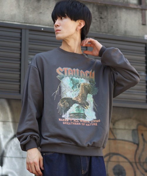 セール】American heavy weight vintage print sweat shirt