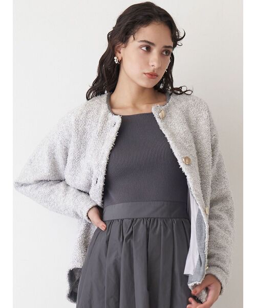 LAGUNAMOON（ラグナムーン）の「スラブツイードカーディガン（カーディガン/ボレロ・レディース・ライトグレー/ブラック/アイボリー・FREE）」の3枚目の写真