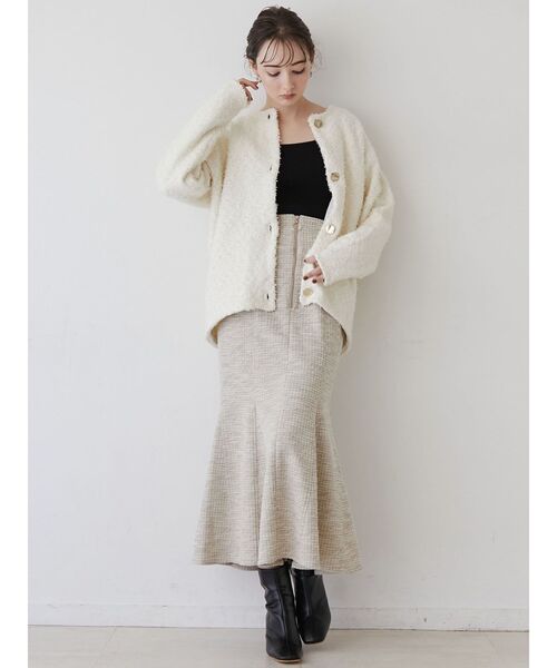 LAGUNAMOON（ラグナムーン）の「スラブツイードカーディガン（カーディガン/ボレロ・レディース・ライトグレー/ブラック/アイボリー・FREE）」の10枚目の写真