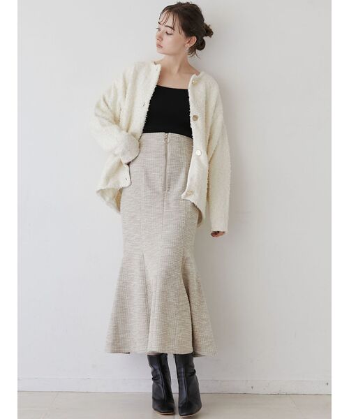 LAGUNAMOON（ラグナムーン）の「スラブツイードカーディガン（カーディガン/ボレロ・レディース・ライトグレー/ブラック/アイボリー・FREE）」の7枚目の写真