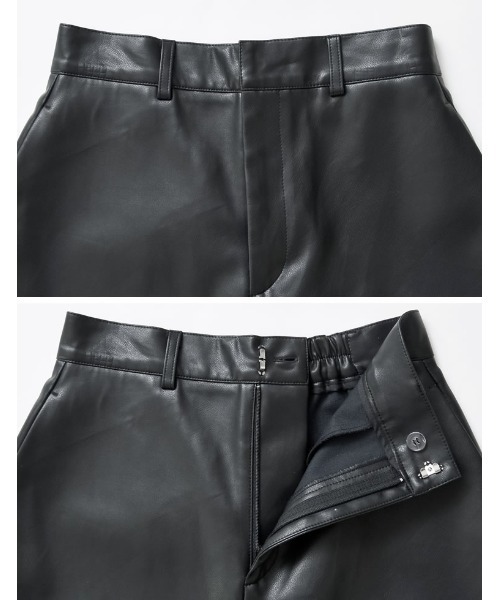セール】[低身長/高身長サイズ有]フェイクレザーカーブパンツ（その他