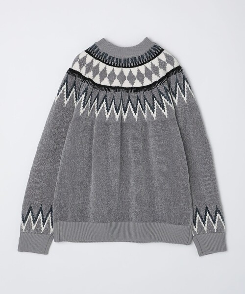 SHIPS Colors（シップス カラーズ）の「SHIPS Colors:〈洗濯機可能〉ジャカード モール ニット（ニット/セーター・メンズ・オフホワイト/ネイビー/ベージュ/グレー/グレー系その他・MEDIUM/LARGE）」の8枚目の写真