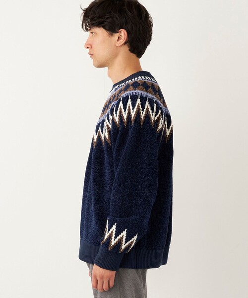 SHIPS Colors（シップス カラーズ）の「SHIPS Colors:〈洗濯機可能〉ジャカード モール ニット（ニット/セーター・メンズ・オフホワイト/ネイビー/ベージュ/グレー/グレー系その他・MEDIUM/LARGE）」の19枚目の写真