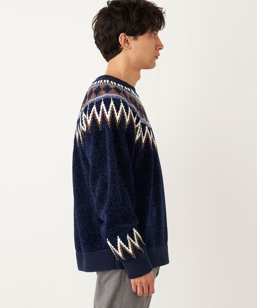 SHIPS Colors（シップス カラーズ）の「SHIPS Colors:〈洗濯機可能〉ジャカード モール ニット（ニット/セーター・メンズ・オフホワイト/ネイビー/ベージュ/グレー/グレー系その他・MEDIUM/LARGE）」の21枚目の写真